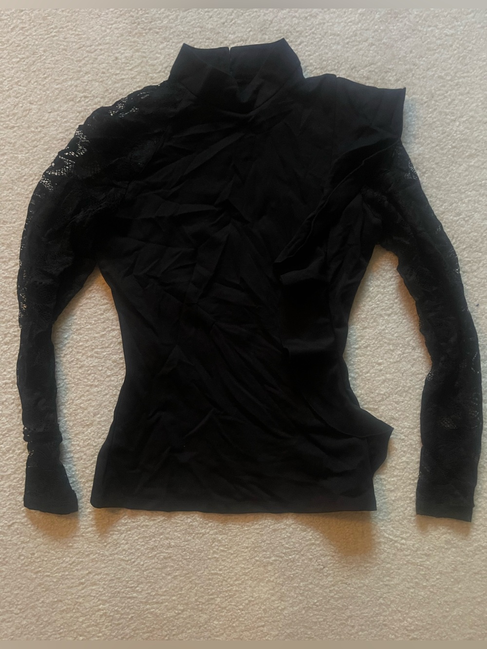 bebe Black Lace-Sleeve Chemise Top